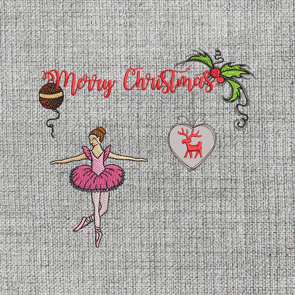 Χριστουγεννιάτικο ψηφιακό κέντημα μηχανής My Mood embroidery vintage σετ σχεδίων μπαλαρίνα στολίδι merry Christmas - κεντητά, χριστούγεννα, DIY