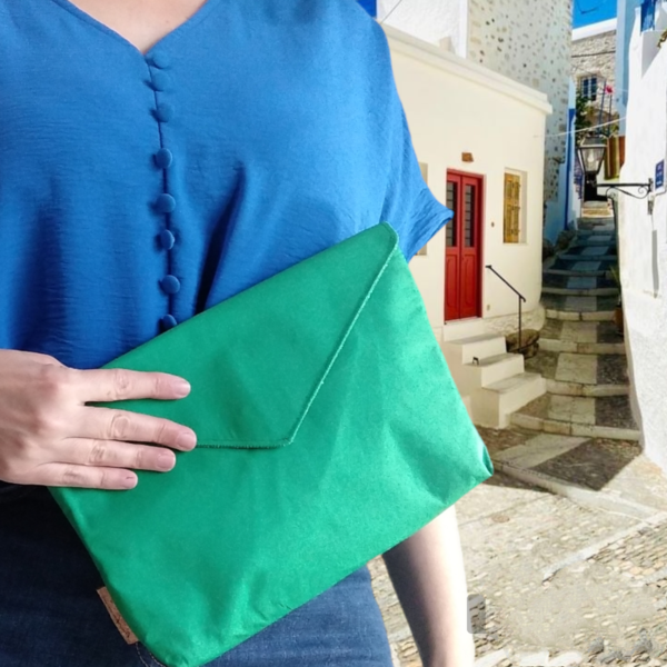 Γυναικεία τσάντα φάκελος πράσινος. Anifantou - ύφασμα, φάκελοι, χειρός, βραδινές, μικρές - 2