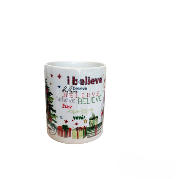 Χριστουγεννιάτικη κεραμική κούπα 9,5*8 δώρο για τη νονά - γυαλί, νονά, είδη κουζίνας