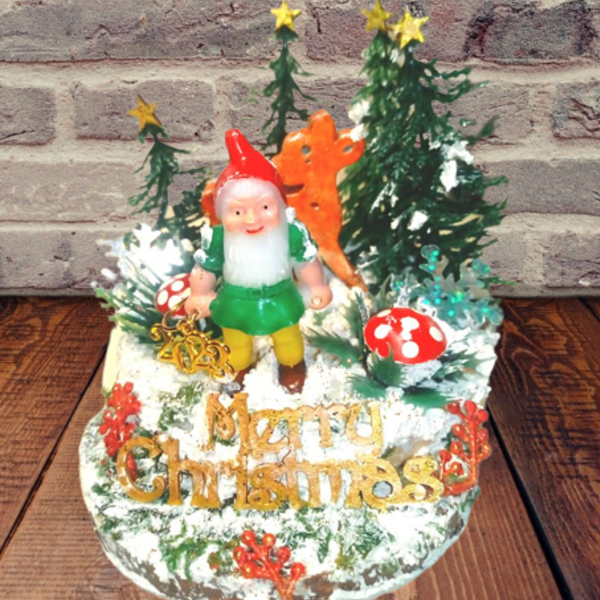 Χειροποιητο Χριστουγεννιατικο , ξυλινο επιτραπεζιο διακοσμητικο σε 2 επιπεδα , Γουρι 2024 , -Χριστουγεννιατικο Χιονισμενο Δασος- - ξύλο, διακοσμητικά, χριστουγεννιάτικα δώρα, δέντρο - 4