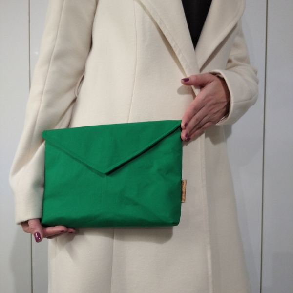Γυναικεία τσάντα φάκελος πράσινος. Anifantou - ύφασμα, φάκελοι, χειρός, βραδινές, μικρές - 3