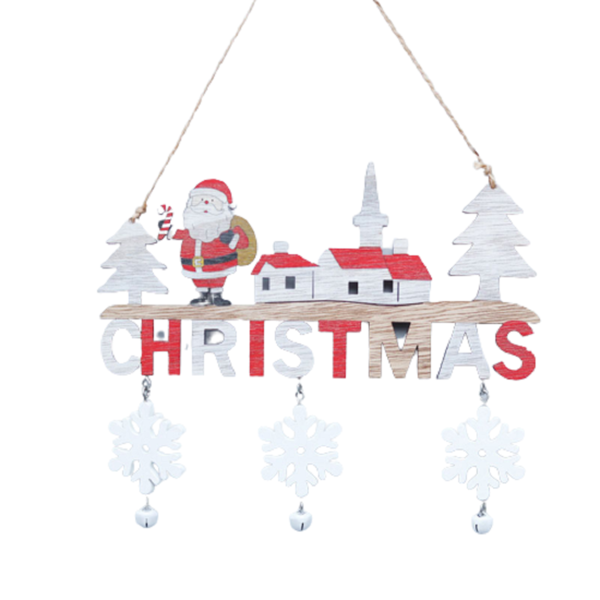 Γουρι 2024 , Ξυλινο Χριστουγεννιατικο κρεμαστο διακοσμητικο τοιχου -το Χωριο του Αη Βασιλη-- - ξύλο, σπίτι, χριστουγεννιάτικα δώρα, άγιος βασίλης, γούρια