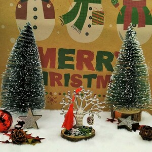 Γούρι 2023 - Μεταλλικό δέντρο ζωής με ευχές (ασημί) - κόκκινη φούντα και βρύα - ξύλο, μέταλλο, χριστουγεννιάτικα δώρα, γούρια, δέντρο - 4