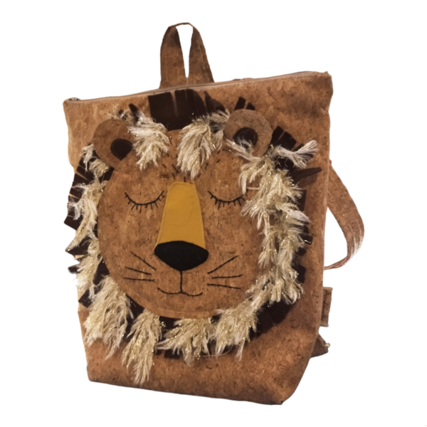Παιδική τσάντα πλάτης Λέαινα, από φελλό. Anifantou - πλάτης, all day, φελλός, λιοντάρι, τσαντάκια
