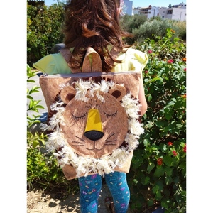 Παιδική τσάντα πλάτης Λέαινα, από φελλό. Anifantou - πλάτης, all day, φελλός, λιοντάρι, τσαντάκια - 3