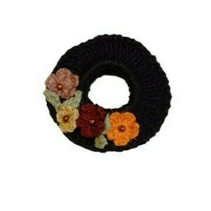 Καρφίτσα πλεκτός δίσκος με λουλούδια - ύφασμα, λουλούδι, ροζάριο