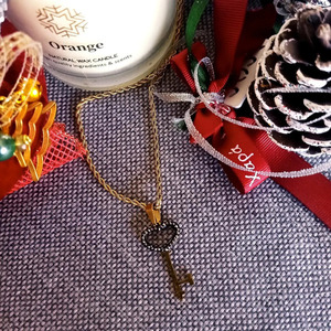 Oly ατσάλινη αλυσίδα με κρεμαστό ατσάλινο κλειδακι - charms, ατσάλι, χριστουγεννιάτικα δώρα - 3