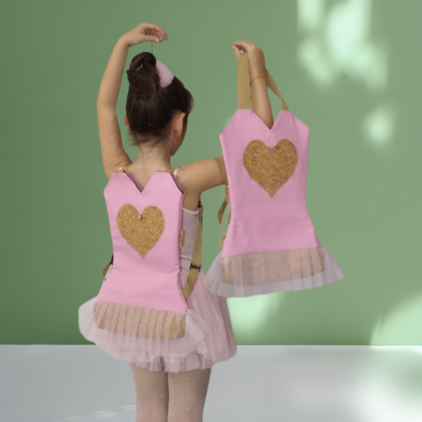 Παιδική τσάντα μπαλέτου με φελλό, Ballet Bag καρδιά. Anifantou - φελλός, τσαντάκια - 5