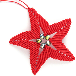 Μακραμέ Χριστουγεννιάτικο στολίδι κόκκινο αστέρι - νήμα, αστέρι, στολίδια