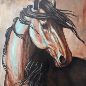 Καφέ άλογο - πίνακες & κάδρα, πίνακες ζωγραφικής - 2