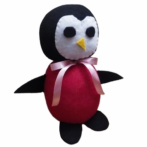 Πιγκουίνος χειροποίητος 20 cm - ύφασμα, λούτρινο, διακοσμητικά, χριστουγεννιάτικα δώρα - 2