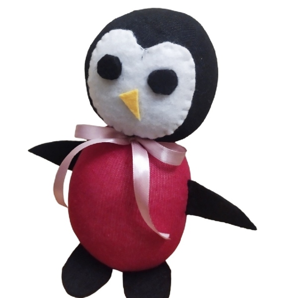 Πιγκουίνος χειροποίητος 20 cm - ύφασμα, λούτρινο, διακοσμητικά, χριστουγεννιάτικα δώρα - 3