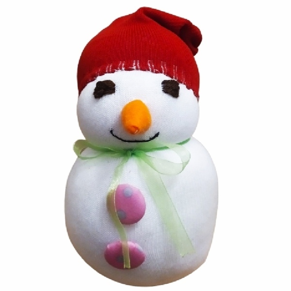 Χιονάνθρωπος χειροποίητος με σκουφάκι 22 cm - ύφασμα, λούτρινο, διακοσμητικά, χιονάνθρωπος, χριστουγεννιάτικα δώρα