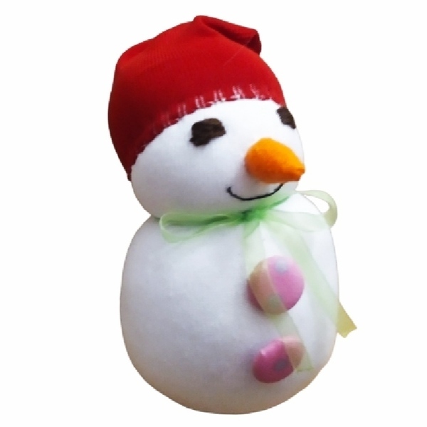 Χιονάνθρωπος χειροποίητος με σκουφάκι 22 cm - ύφασμα, λούτρινο, διακοσμητικά, χιονάνθρωπος, χριστουγεννιάτικα δώρα - 2