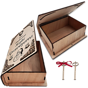 Ξύλινο διακοσμητικό βιβλίο κουτί Ευχές για καλά Χριστούγεννα - ξύλο, διακοσμητικά - 4