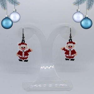 Σκουλαρίκια Santa χριστουγεννιάτικα 2 - γυαλί, κοσμήματα, άγιος βασίλης - 3