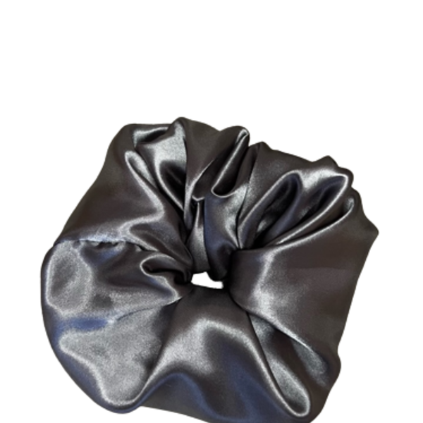 Scrunchie X-large Saten Grey - ύφασμα, λαστιχάκια μαλλιών, μεγάλα scrunchies, σατεν scrunchies, satin scrunchie