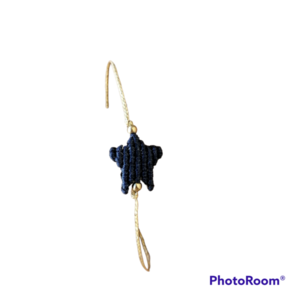 Βραχιόλι αστεράκι Macrame σε μπλε σκούρο, χρυσό - μακραμέ, κορδόνια, χεριού, αυξομειούμενα