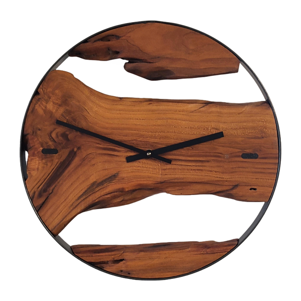 Ρολόι τοίχου"Prunus" κατασκευασμένο από μέταλλο και ξύλο - ξύλο, τοίχου, χειροποίητα, ξύλινα διακοσμητικά, δωρο για επέτειο