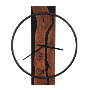 Ρολόι τοίχου"Gaia"κατασκευασμένο από μέταλλο,ξύλο και υγρό γυαλί. - ξύλο, τοίχου, χειροποίητα, ξύλινα διακοσμητικά