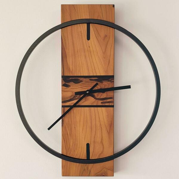 Ρολόι τοίχου"Apricot" κατασκευασμένο από μέταλλο , ξύλο και υγρό γυαλί - ξύλο, τοίχου, χειροποίητα, διακοσμητικά - 2