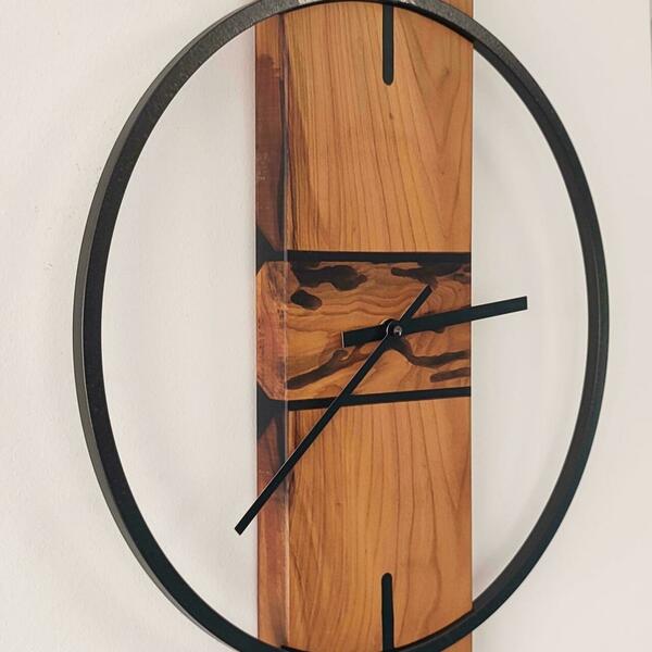 Ρολόι τοίχου"Apricot" κατασκευασμένο από μέταλλο , ξύλο και υγρό γυαλί - ξύλο, τοίχου, χειροποίητα, διακοσμητικά - 4