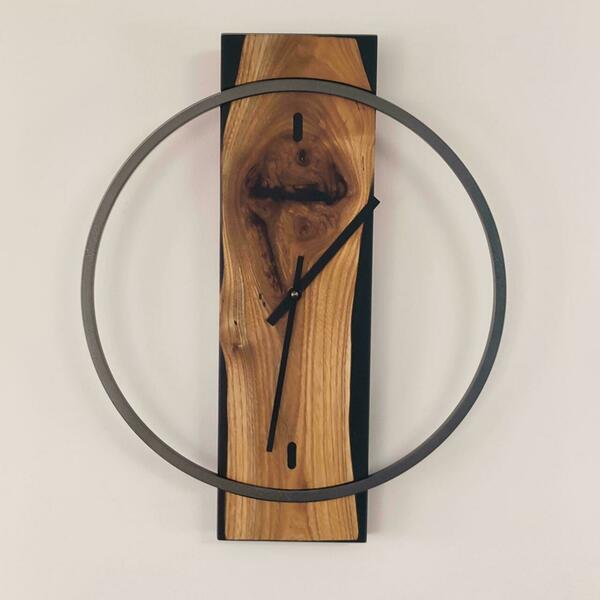 Ρολόι τοίχου"The scream" κατασκευασμένο από μέταλλο , ξύλο και υγρό γυαλί - ξύλο, τοίχου, χειροποίητα, πρακτικό δωρο - 2