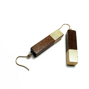Χειροποίητα σκουλαρίκια από ξύλο Μαύρης Καρυδιάς - ξύλο, κρεμαστά, γάντζος - 2