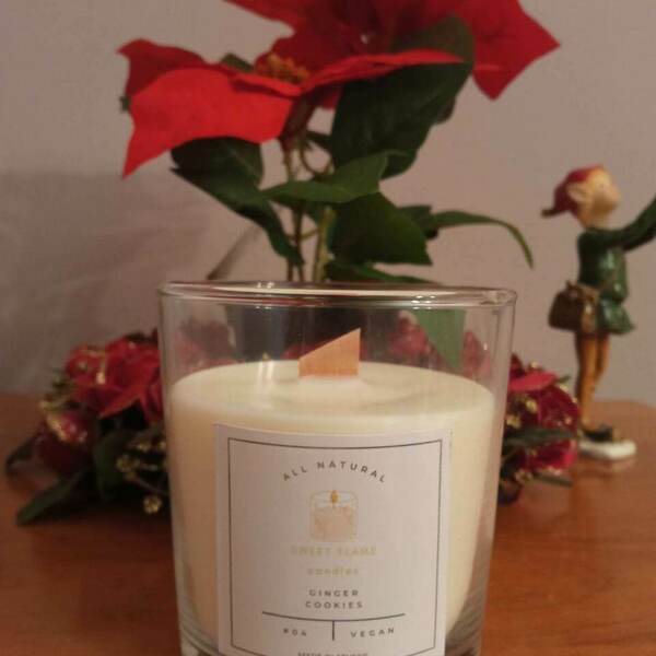 Αρωματικό κερί σόγιας, φυτικό κερί με πλούσιο άρωμα Ginger Cookies 8oz - κερί, αρωματικά κεριά, κερί σόγιας, κεριά σε βαζάκια, vegan κεριά - 4