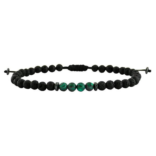 Ανδρικό βραχιόλι Lava-malachite-hematite VRA00678 - ημιπολύτιμες πέτρες, βραχιόλια, χάντρες, δώρα για άντρες