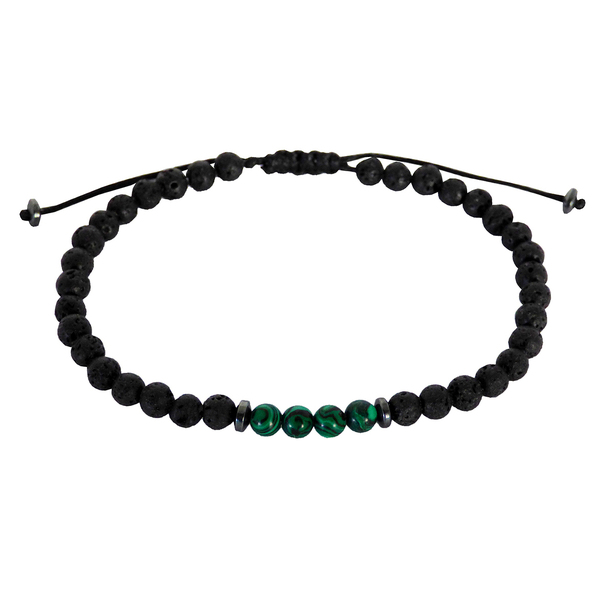 Ανδρικό βραχιόλι Lava-malachite-hematite VRA00678 - ημιπολύτιμες πέτρες, βραχιόλια, χάντρες, δώρα για άντρες - 2