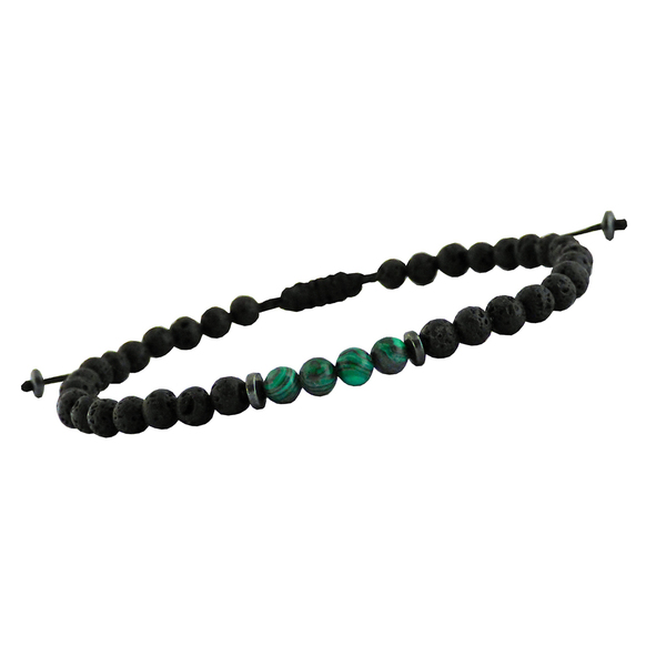 Ανδρικό βραχιόλι Lava-malachite-hematite VRA00678 - ημιπολύτιμες πέτρες, βραχιόλια, χάντρες, δώρα για άντρες - 3