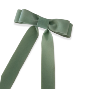 Πράσινο, ανοιχτό, βελούδινος φιόγκος με κλιπ 11×18εκ. - ύφασμα, hair clips - 2