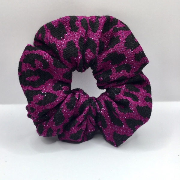 Υφασμάτινο λαστιχάκι scrunchie 'purple magenta' μεσαίου μεγέθους (medium) - ύφασμα, animal print, για τα μαλλιά, λαστιχάκια μαλλιών - 5