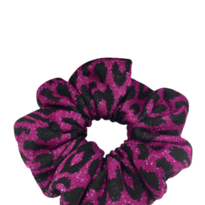 Υφασμάτινο λαστιχάκι scrunchie 'purple magenta' μεσαίου μεγέθους (medium) - ύφασμα, animal print, για τα μαλλιά, λαστιχάκια μαλλιών - 4