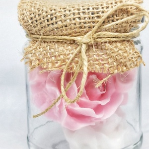 Σαπουνάκια πολυτελείας τριαντάφυλλο (4τμχ) σε βάζο για δώρο (SLS FREE) - γυαλί, σετ δώρου - 4