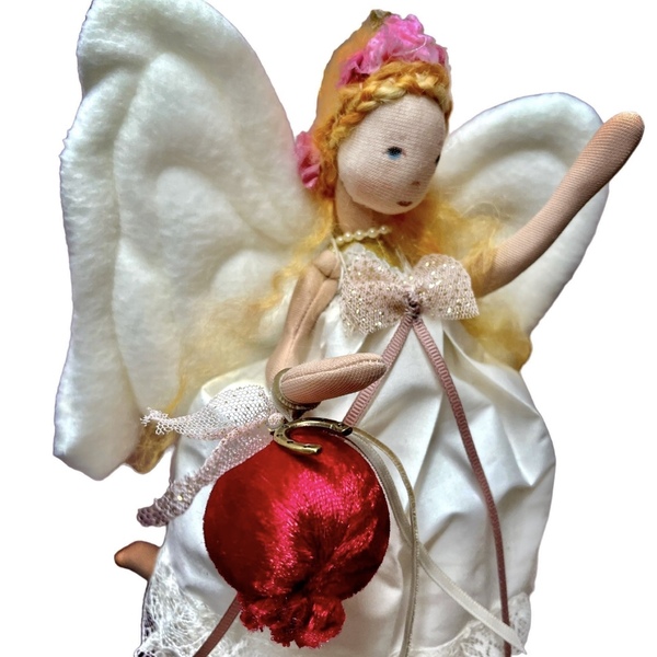 Άγγελος γούρι ,πάνινο κουκλάκι,,28cm ύψος - ύφασμα, κορίτσι, διακοσμητικά, αγγελάκι, γούρια - 2