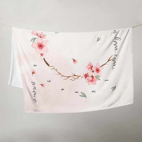 Milestone προσωποποιημένη βελουτέ κουβέρτα μηνιαίας φωτογράφισης μωρού Cherry Blossoms- 127Χ153 εκ- Looloo & Co - κορίτσι, προσωποποιημένα - 3