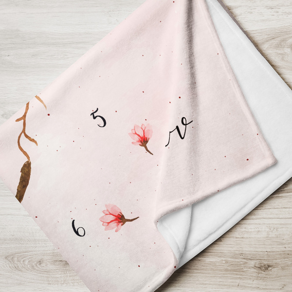 Milestone προσωποποιημένη βελουτέ κουβέρτα μηνιαίας φωτογράφισης μωρού Cherry Blossoms- 127Χ153 εκ- Looloo & Co - κορίτσι, προσωποποιημένα - 4
