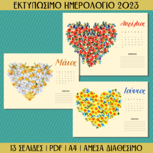 Εκτυπώσιμο Μηνιαίο Ημερολόγιο - Καρδιές - αφίσες - 3