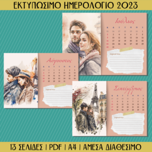 Εκτυπώσιμο Μηνιαίο Ημερολόγιο - Ζευγάρια Στο Παρίσι - ημερολόγια, αφίσες - 4