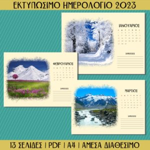 Εκτυπώσιμο Μηνιαίο Ημερολόγιο - 4 Εποχές - ημερολόγια, αφίσες - 2