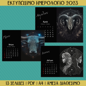 Εκτυπώσιμο Μηνιαίο Ημερολόγιο - Ζώδια #1 - αφίσες, ζώδια - 3