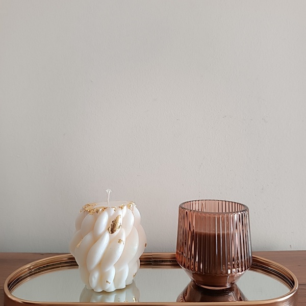 Κερί καρύδας σε σχέδιο στριφτή πλεξούδα (240γρ) - αρωματικά κεριά, δώρα γενεθλίων, 100% φυσικό, δώρο έκπληξη - 2