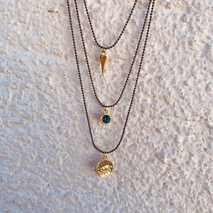 Κολιέ layering - Evil eye layers - καρδιά, swarovski, μάτι, ατσάλι, layering - 3