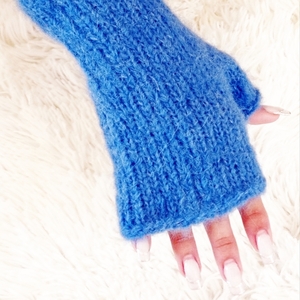 Πλεκτά γάντια Αλπακά - Μετάξι fingerless gloves - μαλλί, μετάξι, αλπακάς - 5