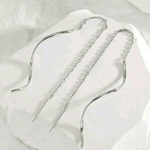 Ατσάλινα Σκουλαρίκια Curly - ατσάλι, boho, κρεμαστά, νυφικά, φθηνά - 2