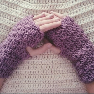 Γάντια με ελεύθερα δάχτυλα/ Fingerless Gloves - crochet, ακρυλικό - 2