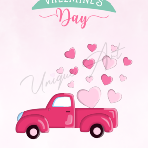 Ευχετήρια κάρτα Ερωτευμένων- Αγ. Βαλεντίνου- Σετ με φάκελο και sticker 12,5x17,5cm Ανοιγόμενη|''Pink truck'' - χαρτί, αγ. βαλεντίνου, ευχετήριες κάρτες - 2