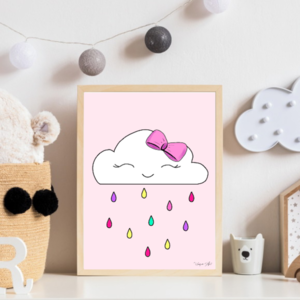 Αφίσα για βρεφικό κοριτσίστικο δωμάτιο ''ΣΥΝΝΕΦΑΚΙ'' Α4 (21 x 29.7 cm) με όνομα παδιού - κορίτσι, αφίσες, συννεφάκι